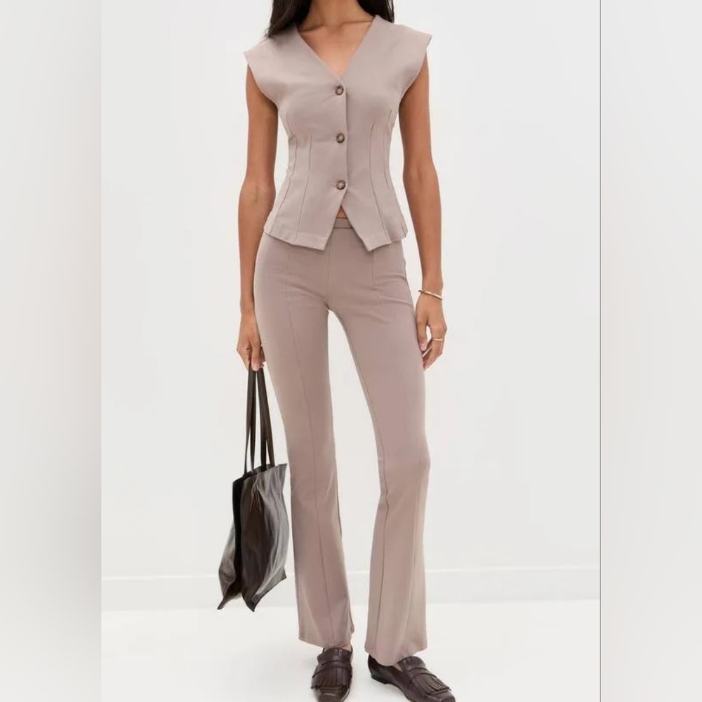 Le Bop Womens Isla Vest And Isla Pants Set Mocha NWT